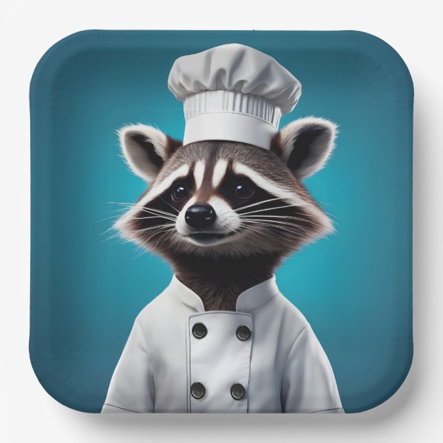 Chef Raccoon Paper Plates (Front)