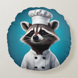 Chef Raccoon Round Pillow