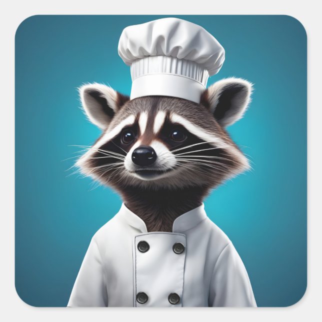 Chef Raccoon Square Sticker (Front)