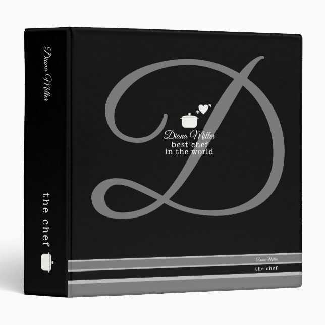 chef recipes book with her name black 3 ring binder (Front/Spine)