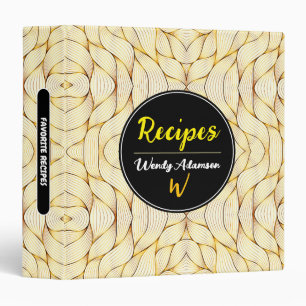 Chef Recipes (Monogram & Name) Elegant Black Gold 3 Ring Binder