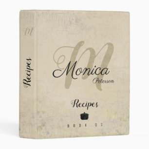 Chef Recipes stylish monogram on beige Mini Binder