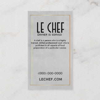 Chef Restaurant Dining Business Card Gold 2-Sided