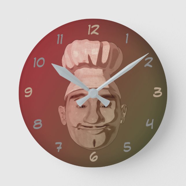 Chef Restaurant Round Clock (Front)