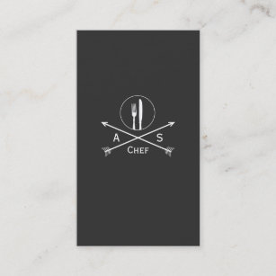 Chef Retro Arrows and Cutlery Hip Black Catering Business Card