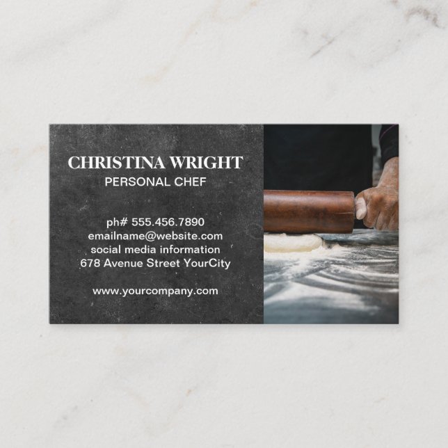 Chef Rolling Dough | Pastry and Flour Business Card (Front)