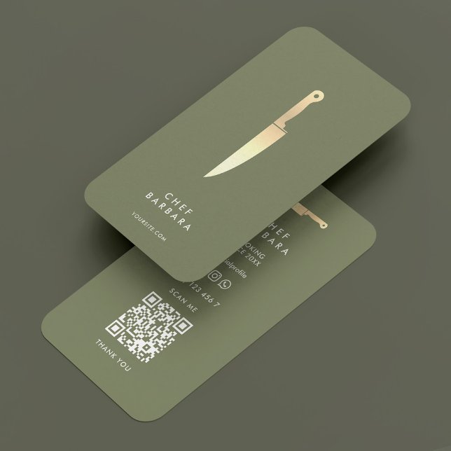 Chef Sage Faux Gold Knife Modern Business Card (Chef Sage Faux Gold Knife Modern Business Card
)