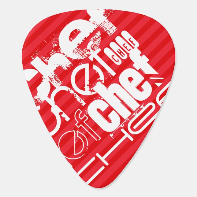 Chef; Scarlet Red Stripes Guitar Pick (Back)