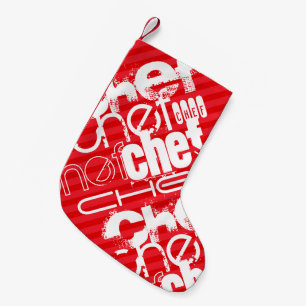 Chef; Scarlet Red Stripes Small Christmas Stocking