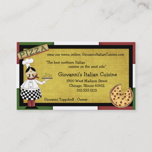 Customizable Chef Serving Hot Pizza Business Cards