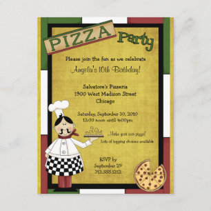 Chef Serving Hot Pizza Party Invitation