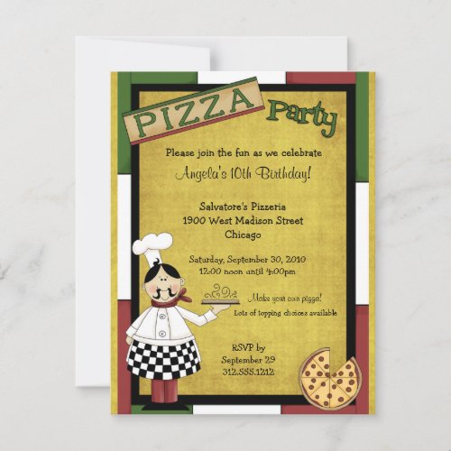Chef Serving Hot Pizza Party Invitation