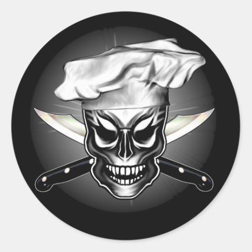 Chef Skull 1 Classic Round Sticker