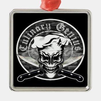 Chef Skull 1 Metal Ornament by thechefshoppe at Zazzle