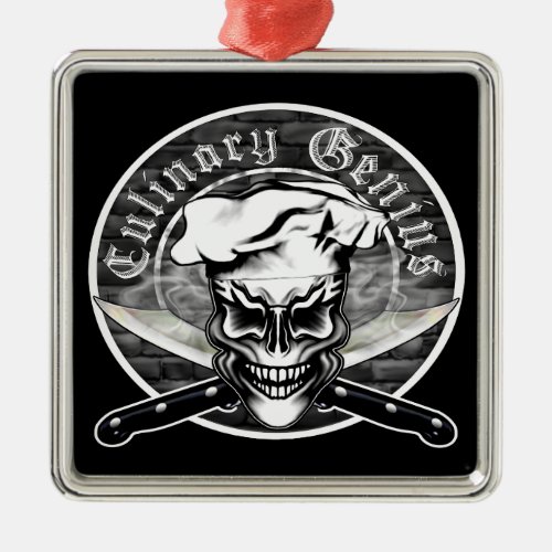 Chef Skull 1 Metal Ornament