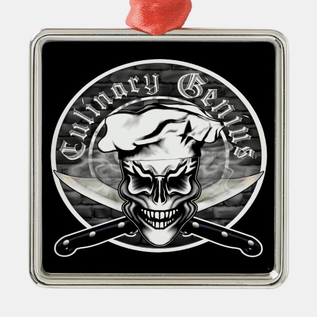 Chef Skull 1 Metal Ornament (Front)
