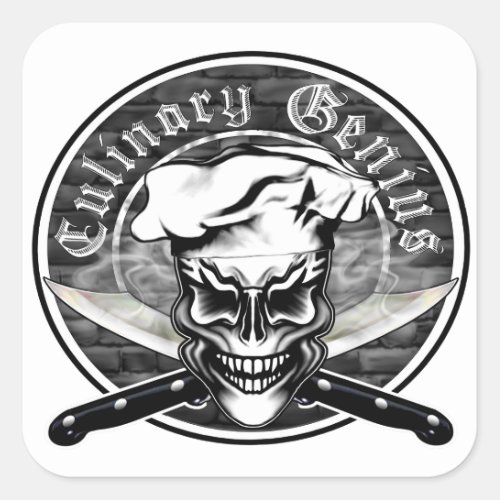 Chef Skull 1 Square Sticker