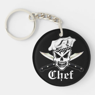 Chef Skull 2 and Crossed Chef Knives Keychain