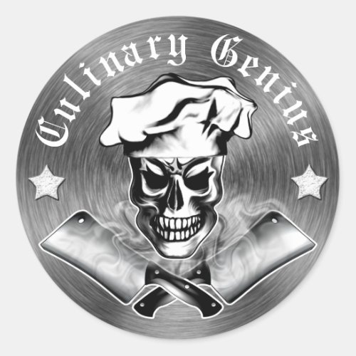 Chef Skull 3 Classic Round Sticker