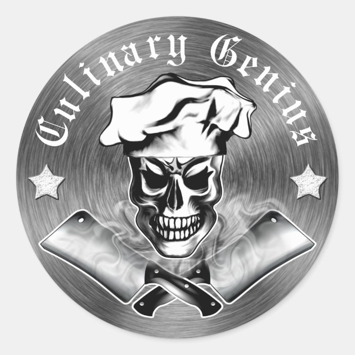 Chef Skull 3 Classic Round Sticker Zazzle Com