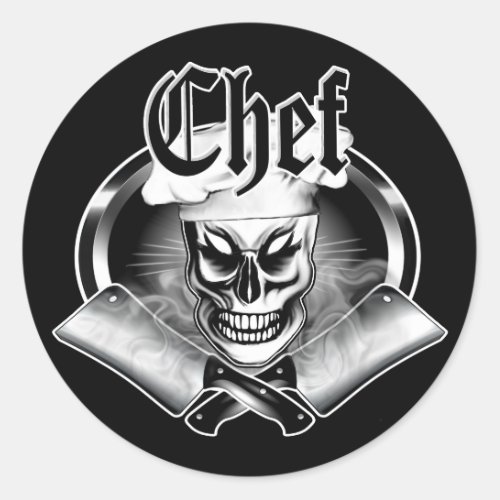 Chef Skull 4 Classic Round Sticker