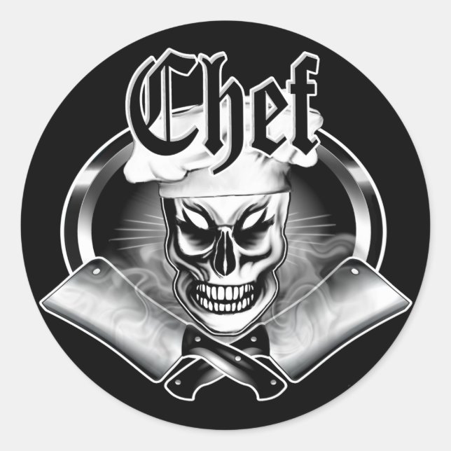 Chef Skull 4 Classic Round Sticker (Front)