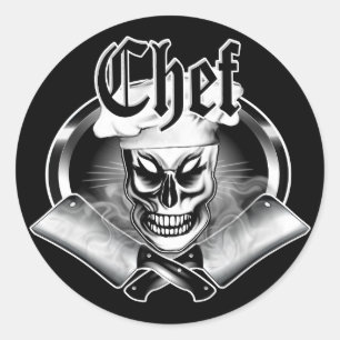 Chef Skull 4 Classic Round Sticker