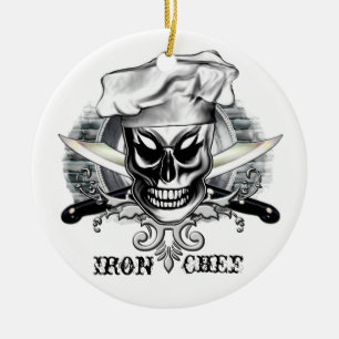 Chef Skull 4: Iron Chef Ceramic Ornament
