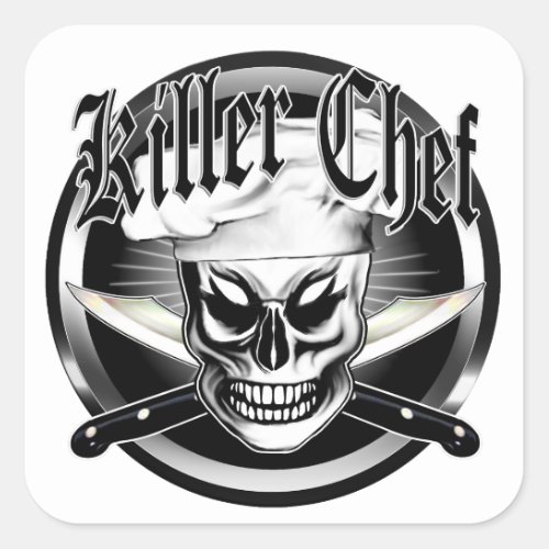 Chef Skull 4 Killer Chef Square Sticker