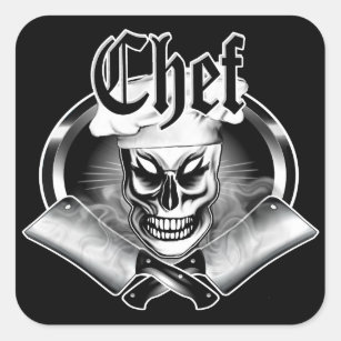 Chef Skull 4 Square Sticker