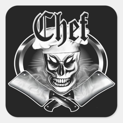 Chef Skull 4 Square Sticker