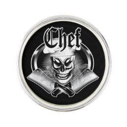Chef Skull 4 with Smoking Cleavers Pin