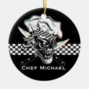 Chef Skull 5 Ceramic Ornament