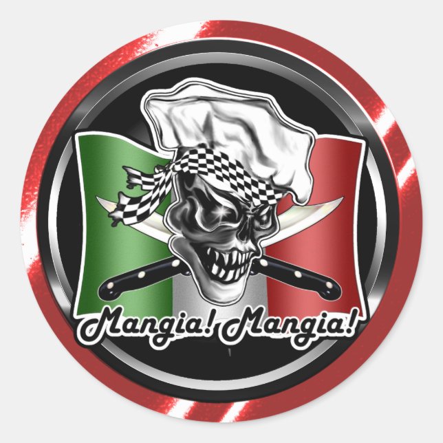 Chef Skull 5 Classic Round Sticker (Front)