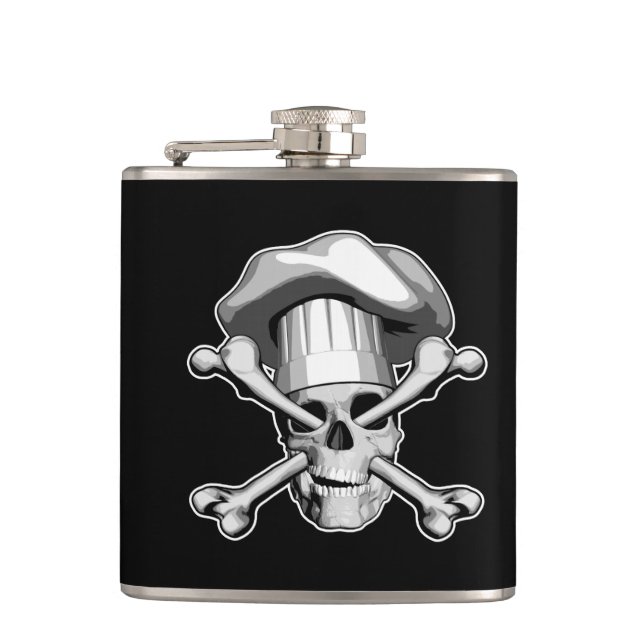 Chef Skull and Crossbones Flask (Front)