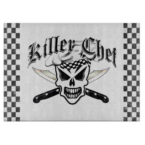 Chef Skull and Crossed Chef Knives 2 Cutting Board