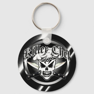 Chef Skull and Crossed Chef Knives 2 Keychain