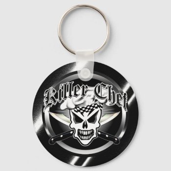 Chef Skull And Crossed Chef Knives 2 Keychain by thechefshoppe at Zazzle