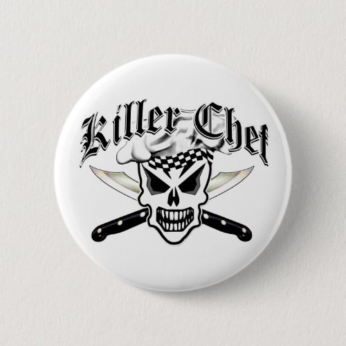 Chef Skull and Crossed Chef Knives 2 Pinback Button