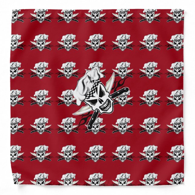 Chef Skull and Flaming Chef Knives 2 Bandana (Front)