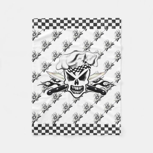 Chef Skull and Flaming Chef Knives 2 Fleece Blanket