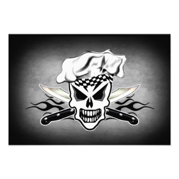 Chef Skull And Flaming Chef Knives 2 Photo Print by thechefshoppe at Zazzle