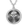 Chef Skull and Flaming Chef Knives 2 Silver Plated Necklace