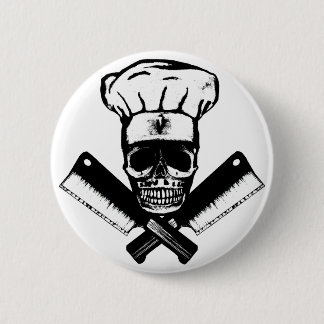 Chef Skull (B&W) Pinback Button