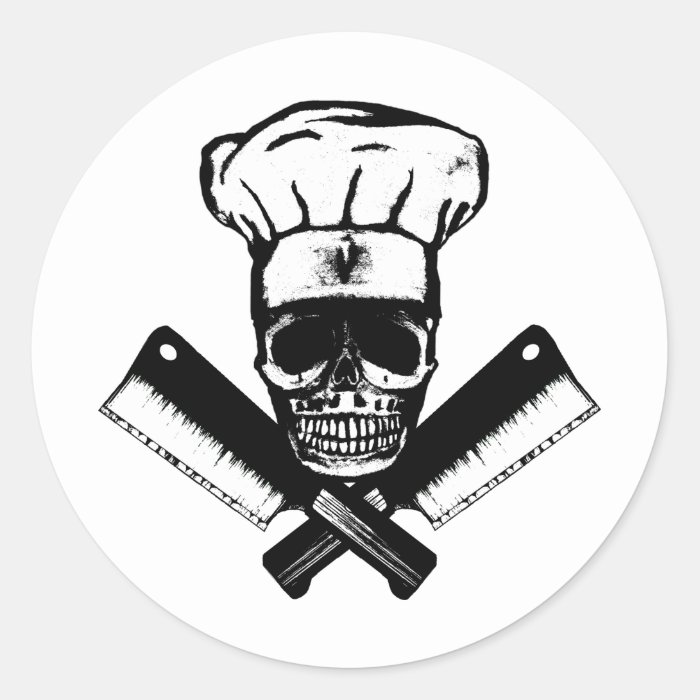 Chef Skull (B&W) Stickers
