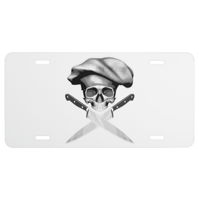 Chef Skull n Knives License Plate (Front)