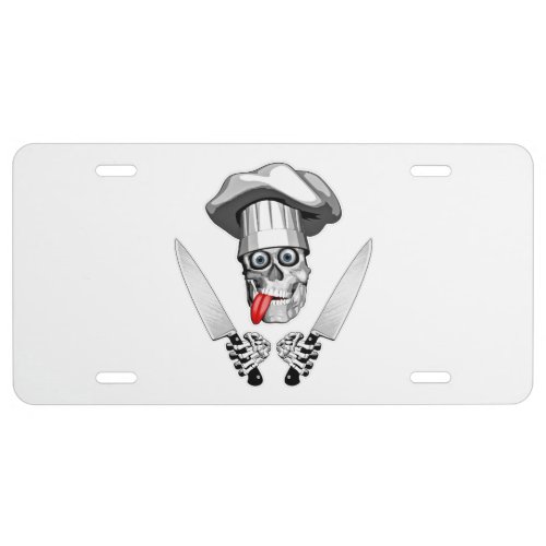 Chef Skull with Chef Knives License Plate