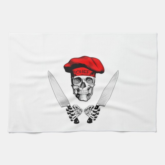 Chef Skull with Chef Knives Towel (Horizontal)