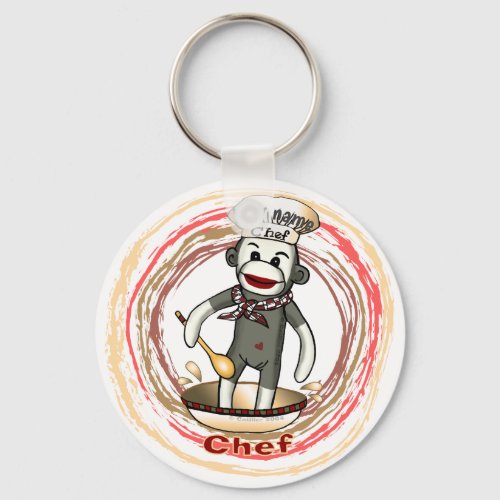 Chef Sock Monkey custom name keychain