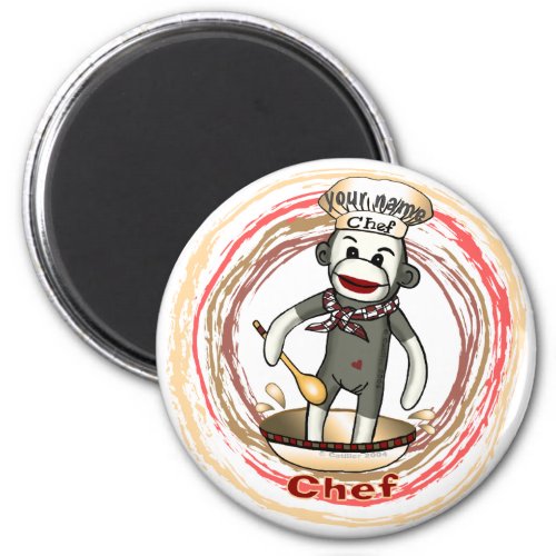 Chef Sock Monkey custom name magnet